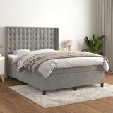 The Living Store Box spring postelja z vzmetnico svetlo siva 140x200 cm žamet - Box Spring Postelja, (21491903) Cene