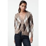 Trendyol Mink Soft Texture Plaid Patterned Knitwear Cardigan | Shoptok.si
