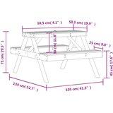  Stol za piknik bijeli 105 x 134 x 75 cm od masivne borovine | shoptok.hr