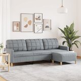 vidaXL Kavč trosed s stolčkom za noge svetlo siv 210 cm blago Cene