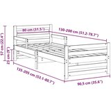 vidaXL Raztezno posteljno okvir za otroke Bela 80 x 130 / 165 / 200 cm | Shoptok.si