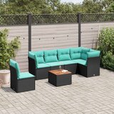  Vrtna sedežna garnitura 7-delna z blazinami črn poli ratan, (21094037) | Shoptok.si