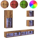TV zidne jedinice s LED-om Zidne 5 pcs Staro drvo Konstruirano drvo | shoptok.hr