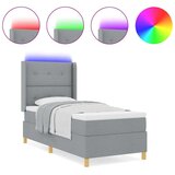 Box Spring Krevet s Madracem i LED Osvjetljenjem Svjetlosiva 100x200 cm Tkanina | shoptok.hr