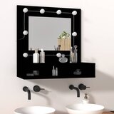 Ormarić s ogledalom i LED svjetlima crni 60 x 31,5 x 62 cm | shoptok.hr