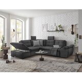 CARRYHOME KOTNA SEDEŽNA GARNITURA, mikrovelur siva | Shoptok.si