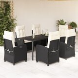 vidaXL 7-dijelni vrtni blagovaonski set s jastucima crni od poliratana | shoptok.hr