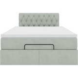 vidaXL Otomanski posteljni okvir z vzmetnico siv 120x200 cm žamet | Shoptok.si