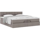  Otomanski krevet s madracem smeđesivi 200x200 cm tkanine | shoptok.hr