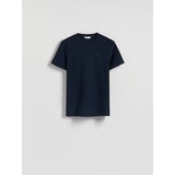Reserved Strukturirana majica slim fit - mornarsko plava | shoptok.hr