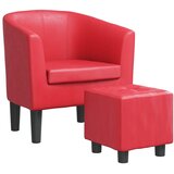  Zaobljena fotelja od umjetne kože s tabureom crvena | shoptok.hr