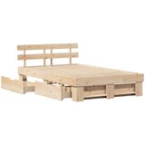  Krevetna konstrukcija Smeđa 135 x 190 cm Čvrsto borovo drvo | shoptok.hr