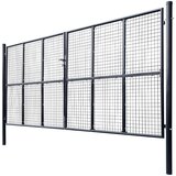 vidaXL Mrežasta vrtna vrata pocinkano jeklo 400x200 cm siva | Shoptok.si
