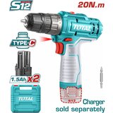 Total bežicna bušilica li-ion 12V 20NM prihvat 10 mm usb-c 2 baterije Cene