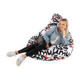 Kondela Vreča za sedenje, bel / črn / siv / rdeč vzorec, ELION | Shoptok.si