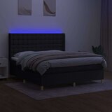  Krevet box spring s madracem LED crni 160x200 cm od tkanine | shoptok.hr