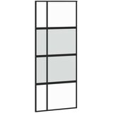  Klizna vrata s priborom crna 90 x 205 cm kaljeno staklo | shoptok.hr