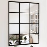  Zidno ogledalo crno 80 x 60 cm metalno Cijene