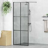  Zid za walk-in tuš Crna 80 x 195 cm Staklo otporno na udarce | shoptok.hr