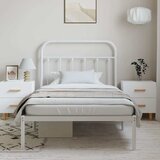  Metalni okvir za krevet s uzglavljem bijeli 100x190 cm | shoptok.hr