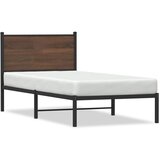 vidaXL Kovinski posteljni okvir z vzglavjem rjavi hrast 90x200 cm Cene
