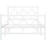 vidaXL Kovinski posteljni okvir z vzglavjem in vznožjem bel 100x200 cm | Shoptok.si