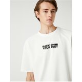 Koton Oversize T-Shirt Slogan Printed Crew Neck Short Sleeve Cene