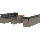  Set od 11 delova vrtne garniture s jastučićima siva poli ratan akacija 2-sjedalni vrtni kauč sa skladištem i jastučićima siva p | shoptok.hr