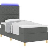  LED Box Spring Krevet Tamno siva 90 x 190 cm tkanina | shoptok.hr