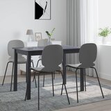  Blagovaonski stol crni 114x71x75 cm od masivnog drva kaučukovca | Eponuda.com