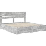  Krevetna konstrukcija s ladicama Betonski sivi 200 x 200 cm | Shoptok.si