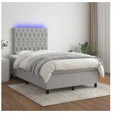  Box spring postelja z vzmetnico LED sv. siva 120x200 cm blago | Shoptok.si