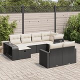 vidaXL 10-dijelni set vrtnih sofa s jastucima crni od poliratana | shoptok.hr