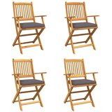  Sklopiva stolica s jastukom 4 pcs Siva 49 x 57,5 x 92 cm | Eponuda.com
