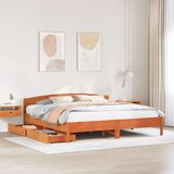 Maison Chic Posteljni okvir - Dvoposteljna postelja - Zakonska postelja brez vzmetnice vošč. rjav 180x200 cm borovina-J4542, (21761307) | Shoptok.si