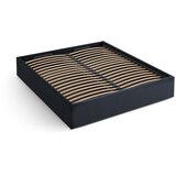 Micadoni Temno modra oblazinjena zakonska postelja s prostorom za shranjevanje/brez vzglavja z letvenim dnom 160x200 cm Susan – | Shoptok.si