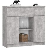 AKORD Komoda, 2 Vrata, 3 Predali In 1 Polica, Beton, (5000332161) | Shoptok.si