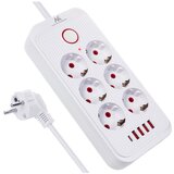 Maclean Razdelilec podaljšek MCE389W s 6 vtičnicami + 4xUSB, 1.5m, bel, (5000118037) Cene
