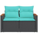  Vrtna sofa s jastucima za 2 osobe, crna, poli ratan | shoptok.hr