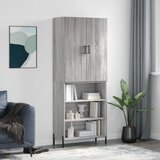 vidaXL Visoka komoda siva sonoma 69,5x34x180 cm inženirski les | Shoptok.si