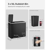 Songmics Koš za smeti 3 x 18 L, črn | Shoptok.si