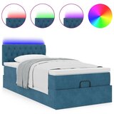 vidaXL Otomanski posteljni okvir z vzmetnico moder 100x200 cm žamet, (21609764) | Shoptok.si