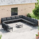  Sjedeća garnitura za vrt 12 pcs Antracitno siva Čelik | shoptok.hr
