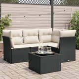 Maison Chic Seti vrtnega pohištva - Vrtna garnitura - Vrtni pohištvo set 5-delna z blazinami črn poli ratan, (21817189) | Shoptok.si