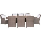 Poli 3057801 9 Piece Outdoor Dining Set with Cushions Poly Rattan Brown (4x44148+310143) | shoptok.hr