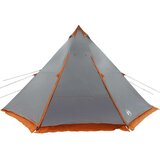 vidaXL Družinski šotor tipi za 6 oseb siv in oranžen vodoodporen | Shoptok.si