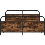 vidaXL Kovinski posteljni okvir brez vzmetnice dimljen hrast 160x200cm | Shoptok.si