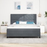 Box Spring Krevet s Madracem &amp LED Tamno Siva 180x200 cm Baršun | shoptok.hr