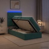  LED krevet za pohranu s madracem Tamnozelena 90 x 200 cm Baršun | shoptok.hr