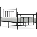 The Living Store Kovinski posteljni okvir z vzglavjem in vznožjem črn 90x200 cm - Posteljni Okvir, (21528493) | Shoptok.si